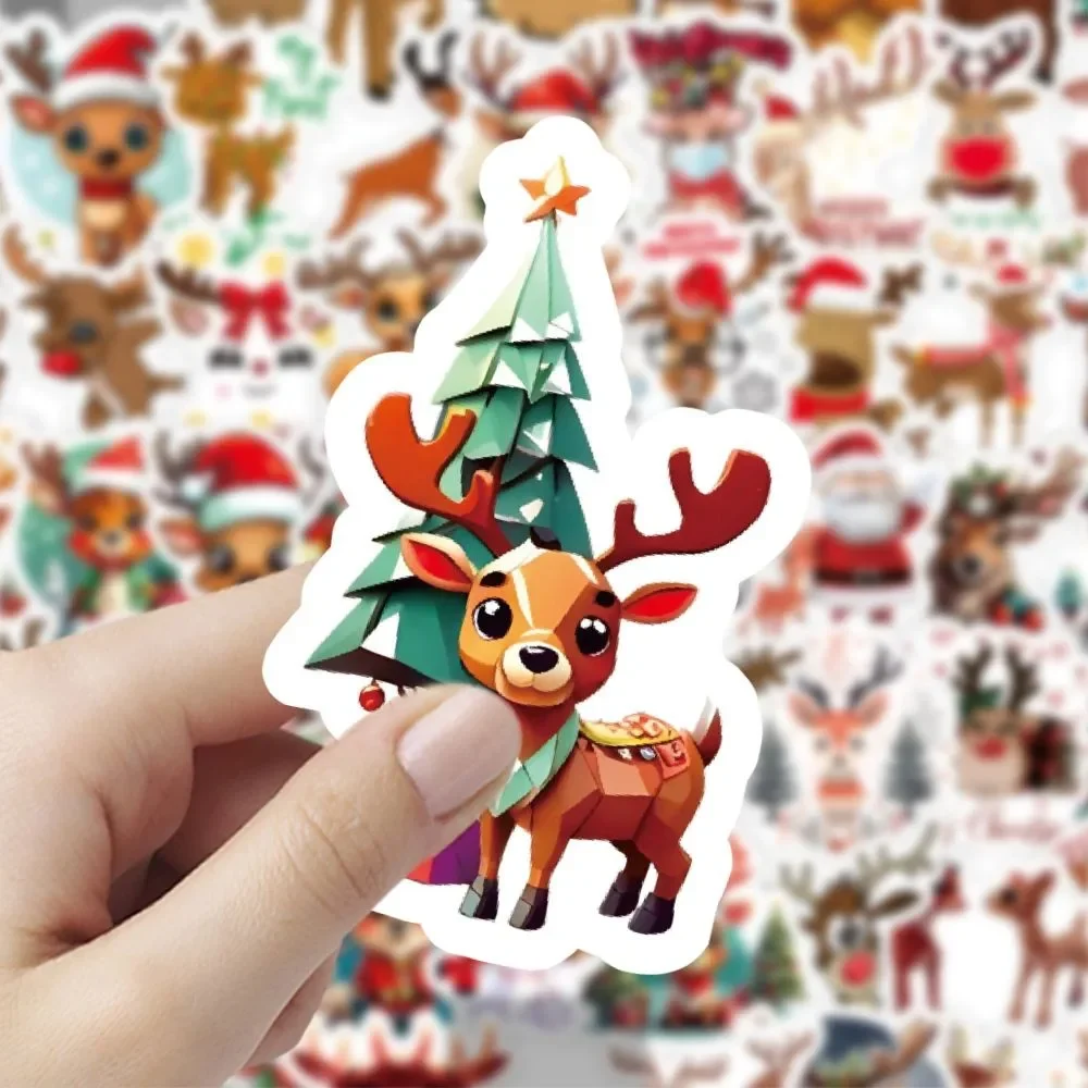 60PCS Cartoon Cute Merry Christmas Jingle Bells Graffiti Stickers for Bicycle Hand Account Pencil Case Decals