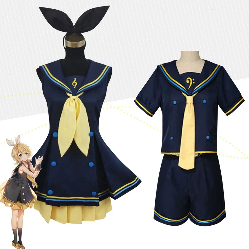 

2025 Kagaminee Rin/Len Cosplay with Ears Collab Series: Kagaminee Rin Len Cosplay Top Shorts Costumes Cosplay Outfit