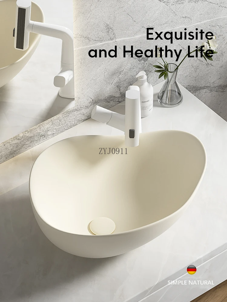 Nordic Ceramic Table Basin Art   Hotel Wash Inter-Platform  Cream Color Wash  Home Deepening Wash Single