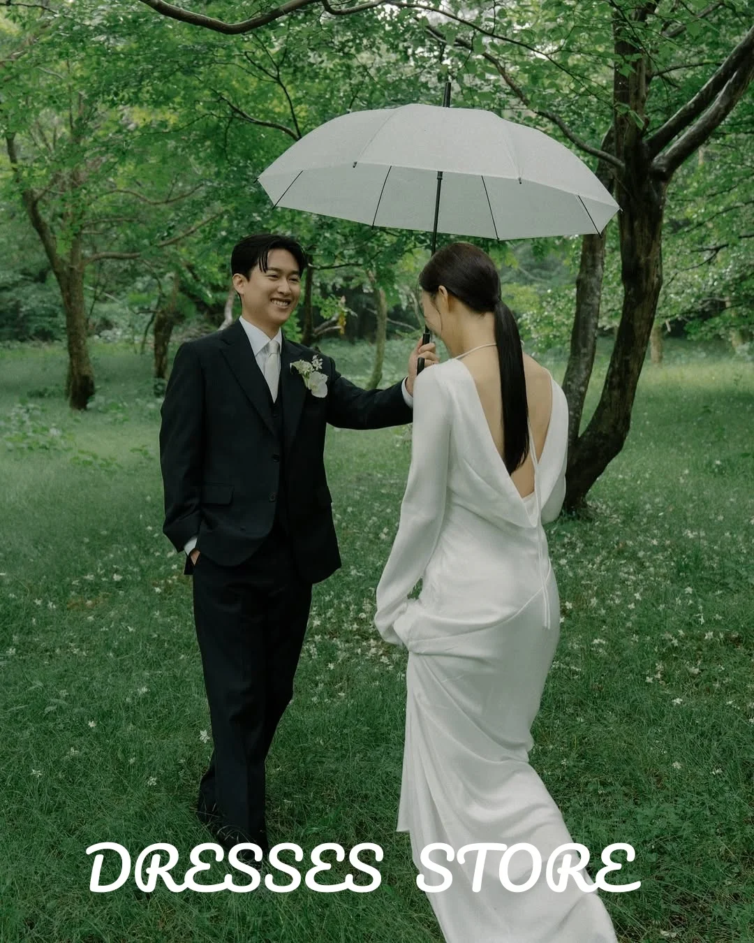 MD 2025 New O-Neck Korea A-Line Simple Wedding Dresses 웨딩드레스 Backless Long Sleeve  Customized Pretty 웨딩드레스 Bride Gowns Plus Size