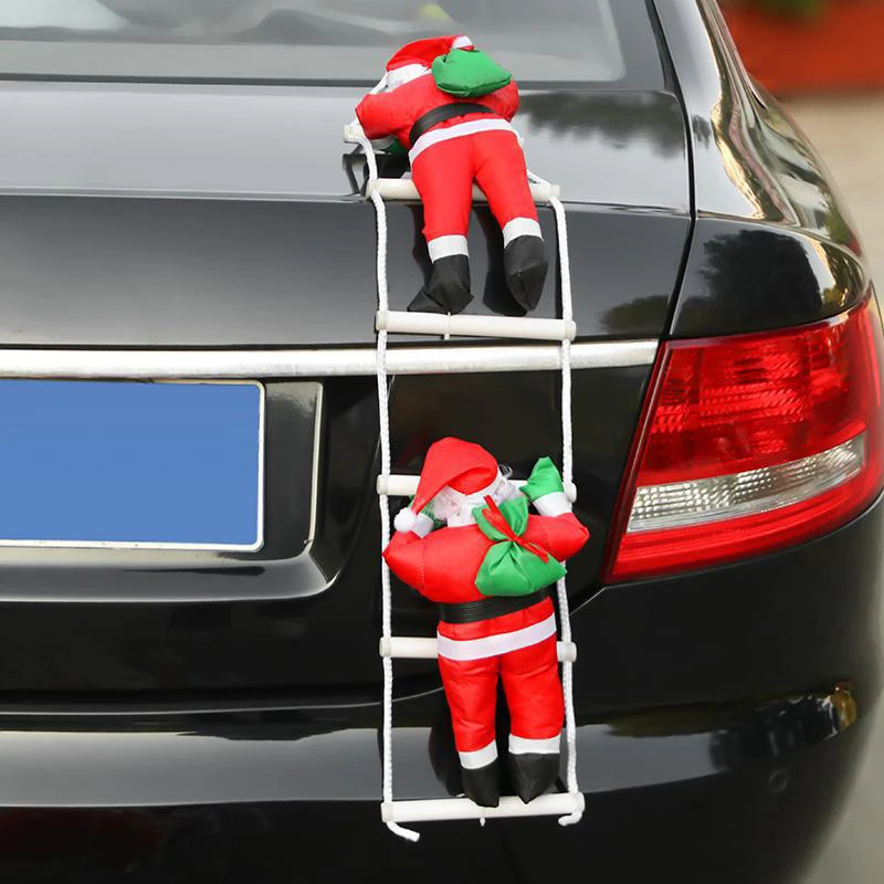 Colgante de decoración de coche, cola de techo, escalera de escalada de Papá Noel, decoración navideña, adorno creativo para el hogar, adorno de árbol de Navidad