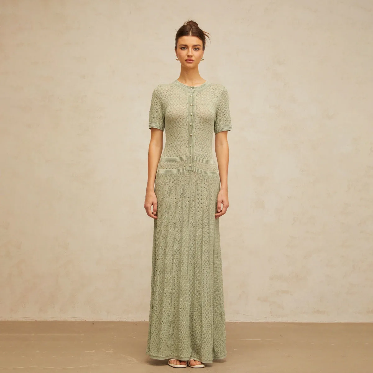 KWTX 2026 Damen-Strickkleid, elegant, Spitze, Ausschnitt, lang, Party, Abend, Strand, Büro, Frühling, Sommer, Luxus, Designer-Chic