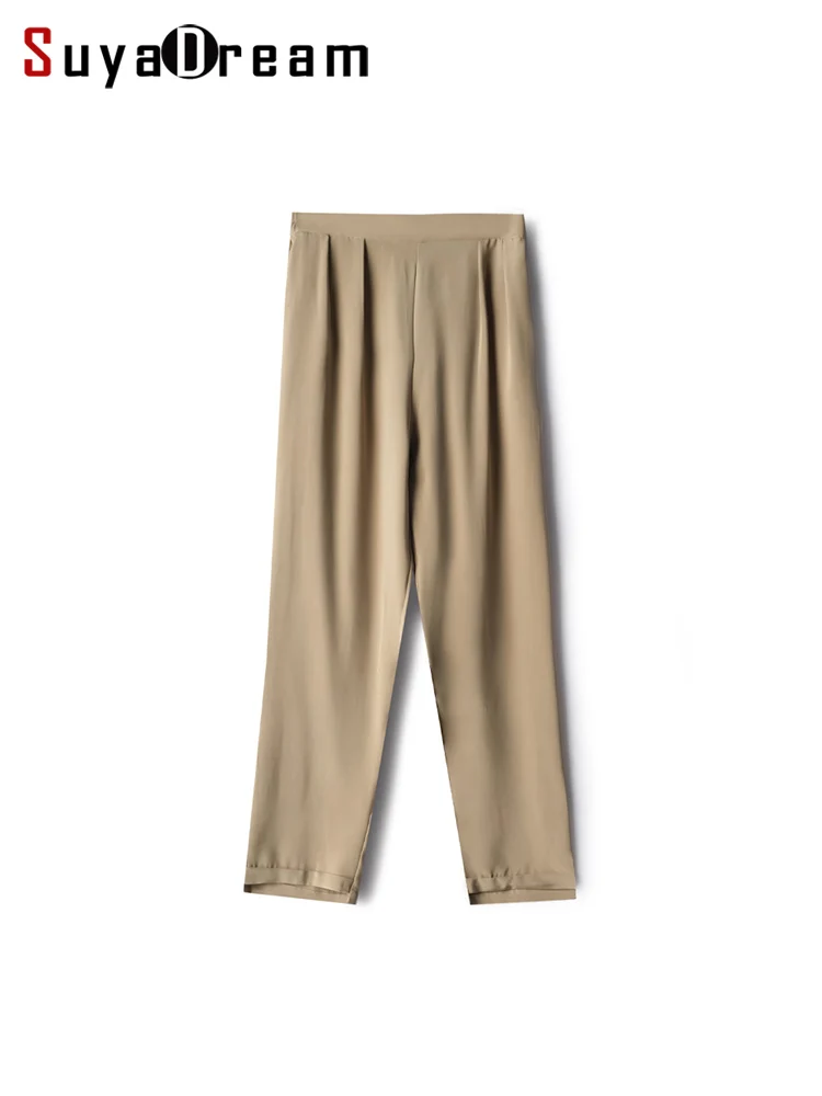 

SuyaDream, Harem Pants For Woman, 93%Real Silk 7%Spandex, Elastic Waist, Solid Chic Pants, 2024 Spring Summer Trousers