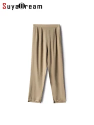 SuyaDream, Harem Pants For Woman, 93%Real Silk 7%Spandex, Elastic Waist, Solid Chic Pants, 2024 Spring Summer Trousers