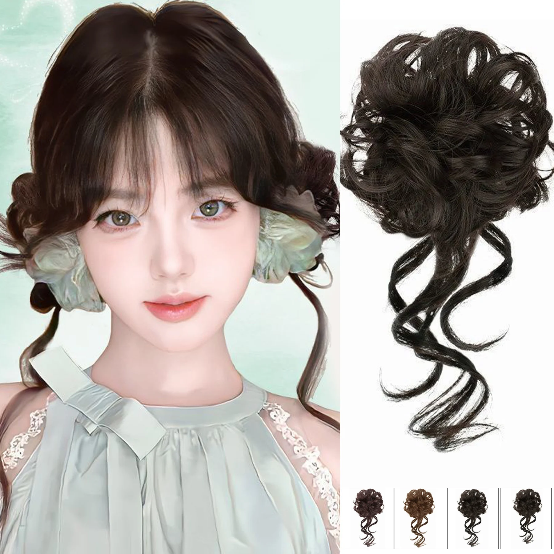 XIYUE Synthetic Curly Hair Bun Women's Wig for Quick Chignon Daily Party & Wedding Hair Easy Styling Hair Accessory