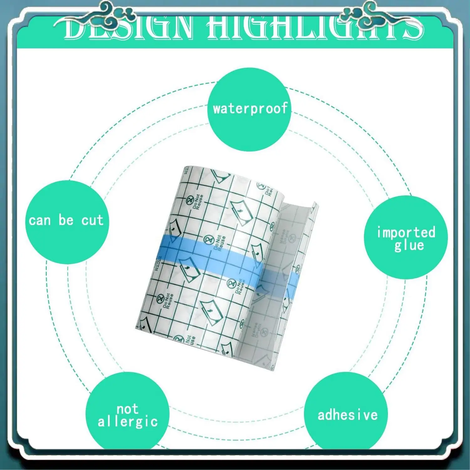 Shower Waterproof Patch Transparent Stretch Adhesive Bandage For Tattoos Swimming Showering (4 Inch X 10Yard) Eco-Friendly