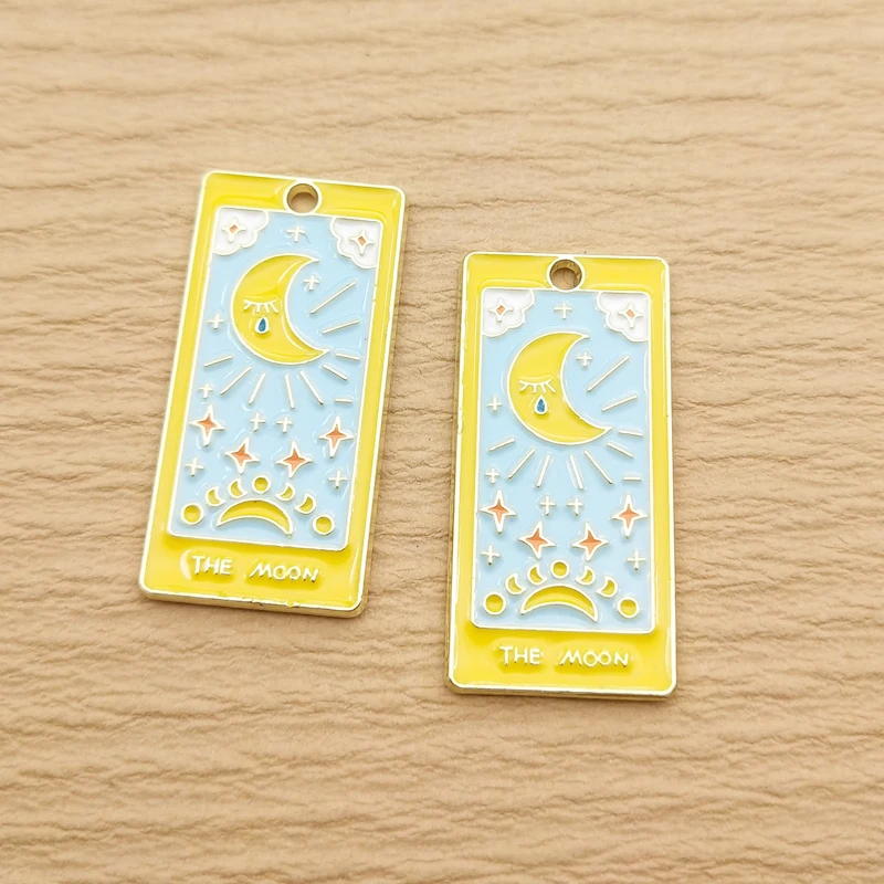 10pcs Sun Moon Star Tarot Charm per gioielli che fanno smalto collana orecchino ciondolo accessori fai da te lega metallo placcato oro