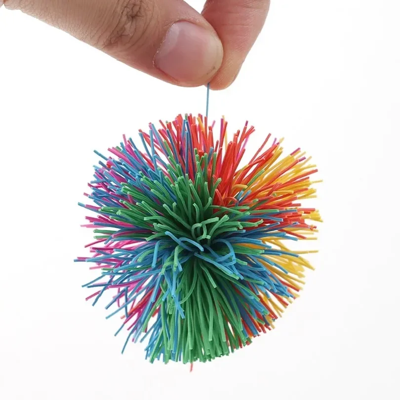 Multifunctional Colorful Rubber Band Shuttlecock Wire Ball Toy Kid Anti-Stress Stretchy Ball Decompression Rainbow Sandbag Ball