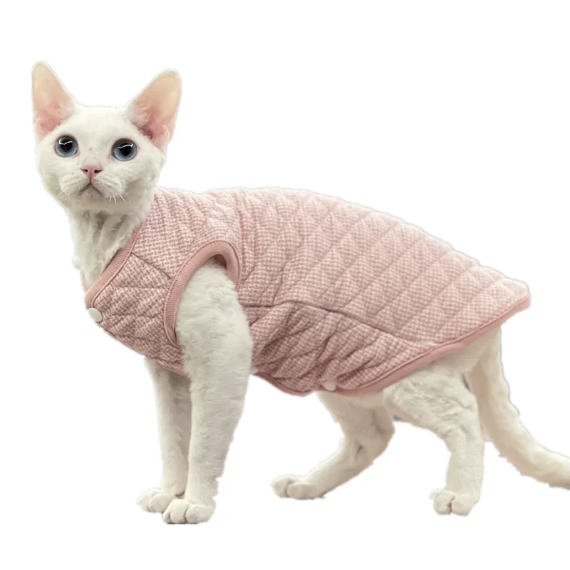 Baby Cotton Sphinx Hairless Cat Clothes Home Fur Soft and Comfortable Vest Short Feet Tank Top with Thickened Cotton Clip