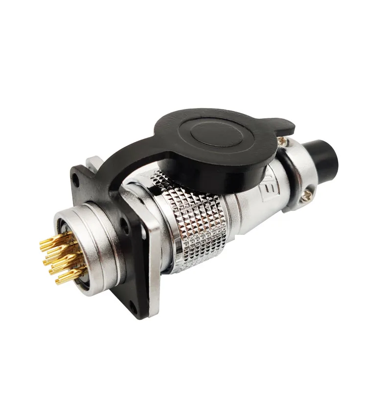 

P20 VF aviation plug socket 2 3 4 5 6 7 8 9 10 core 12 pin square flange PLS