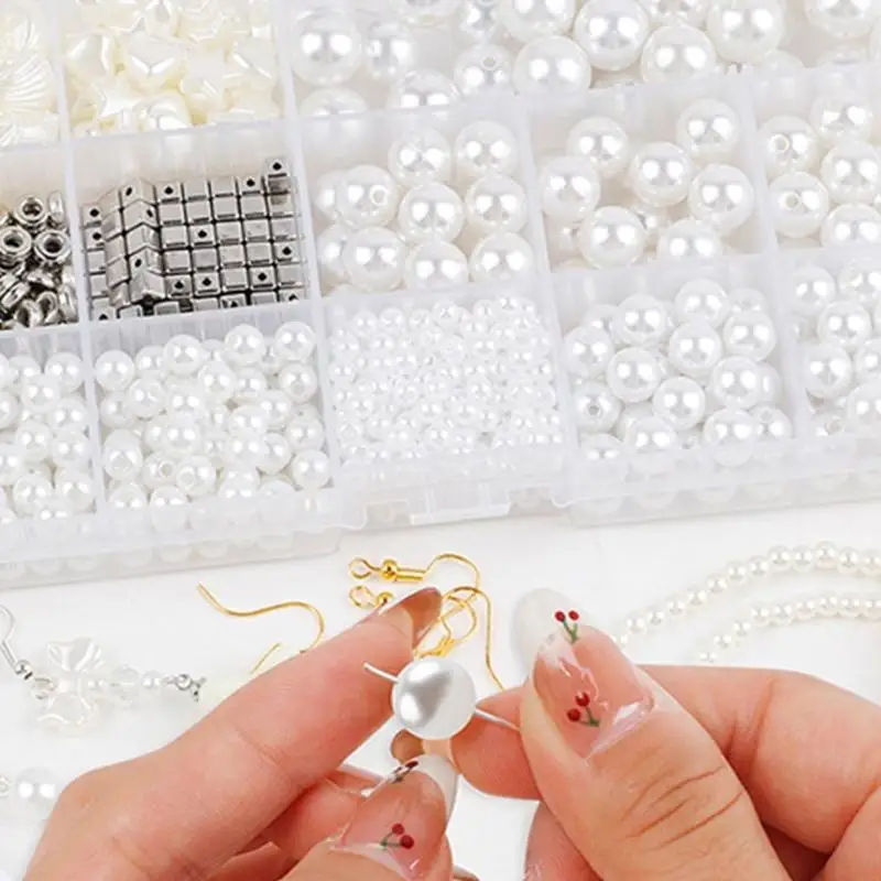 39BD 1020Pcs Assorted Size Beads with Jewelry Accessories for Bracelets Earrings