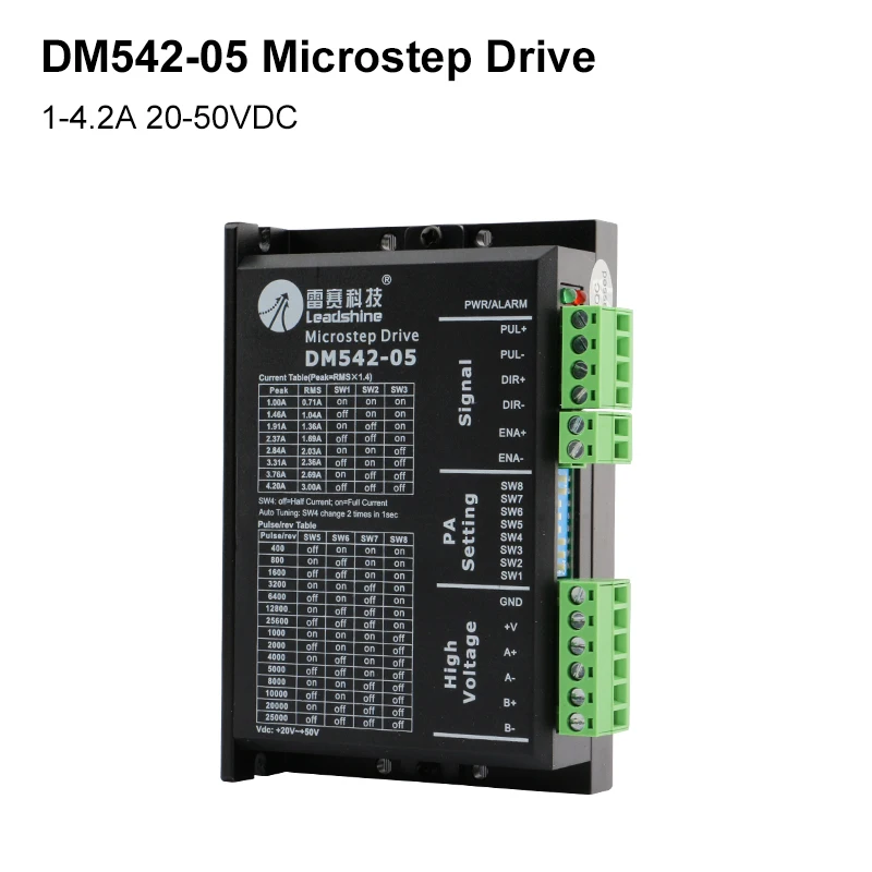 Leadshine 2-Phase Stepper Motor Drive DM542-05 Microstep Drive 20-50vdc Current 1-4.2A For NC Engraving Nema 23 Motor