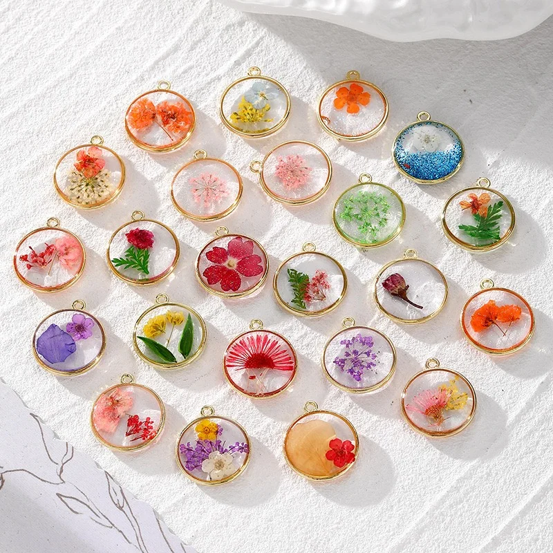 Min order 30pcs/lot 20mm color Naturally dried flowers core geometry rounds shape beads diy jewelry garment hair accessory