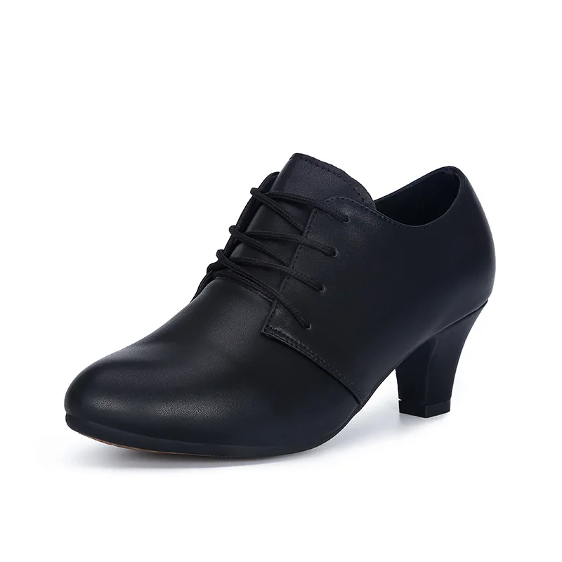 Sapatos modernos com sola macia de salto médio para mulheres, sapatos de dança quadrados novos professores, primavera outono e inverno