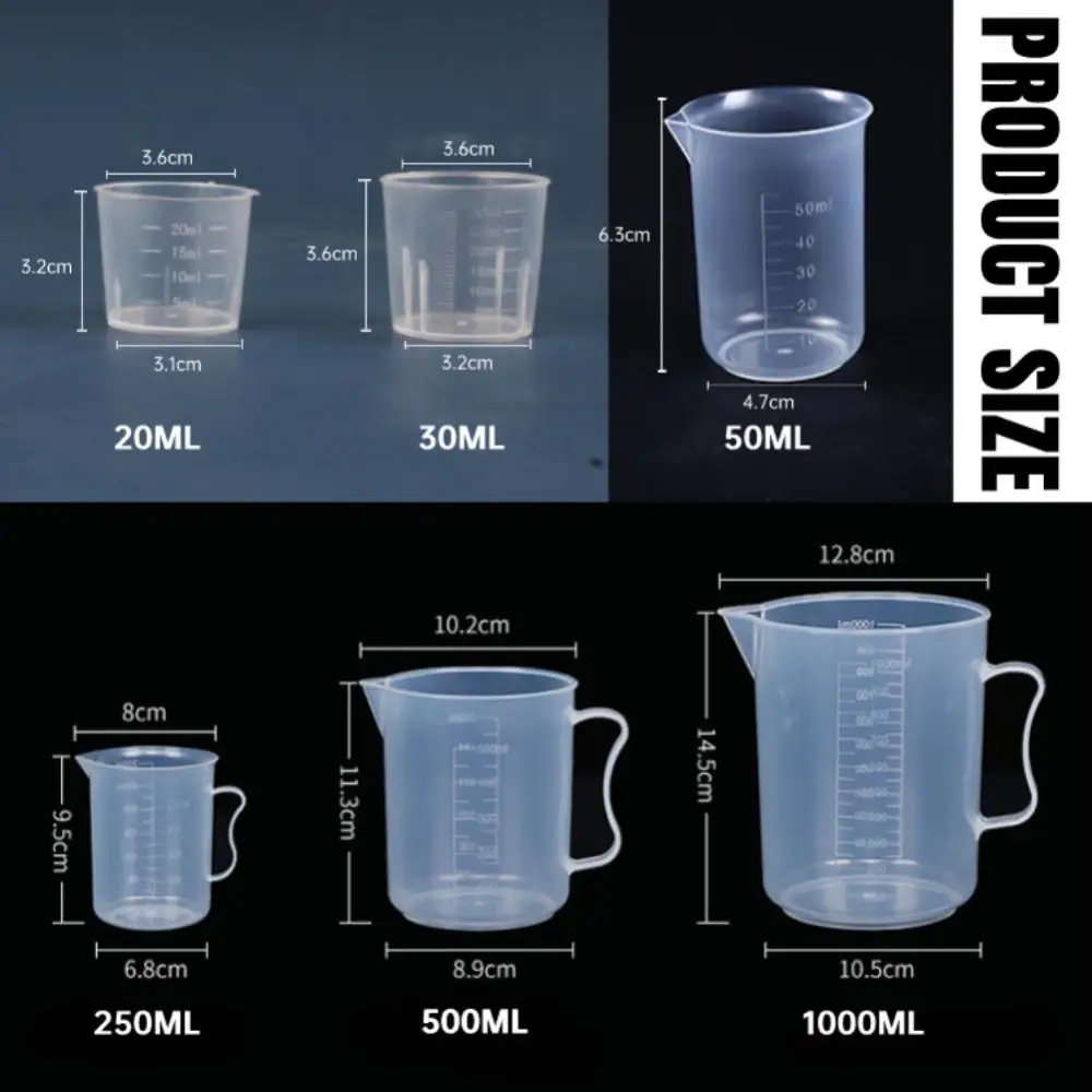 Plastic Graduated Measuring Cup 20ml / 30ml /50ml /250ml /500ml/1000ml Baking Beaker Liquid Measure Jug Cup Container