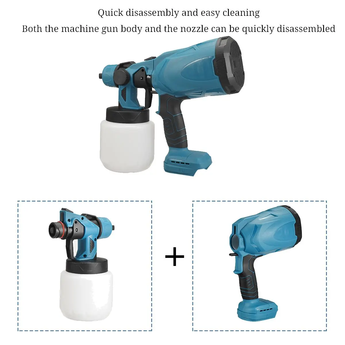 Imagem -04 - Violeworks-pistola Elétrica Pulverizador de Pintura Doméstica Controle de Fluxo Fácil Pulverização para Makita Bateria 18v 800w 1000ml