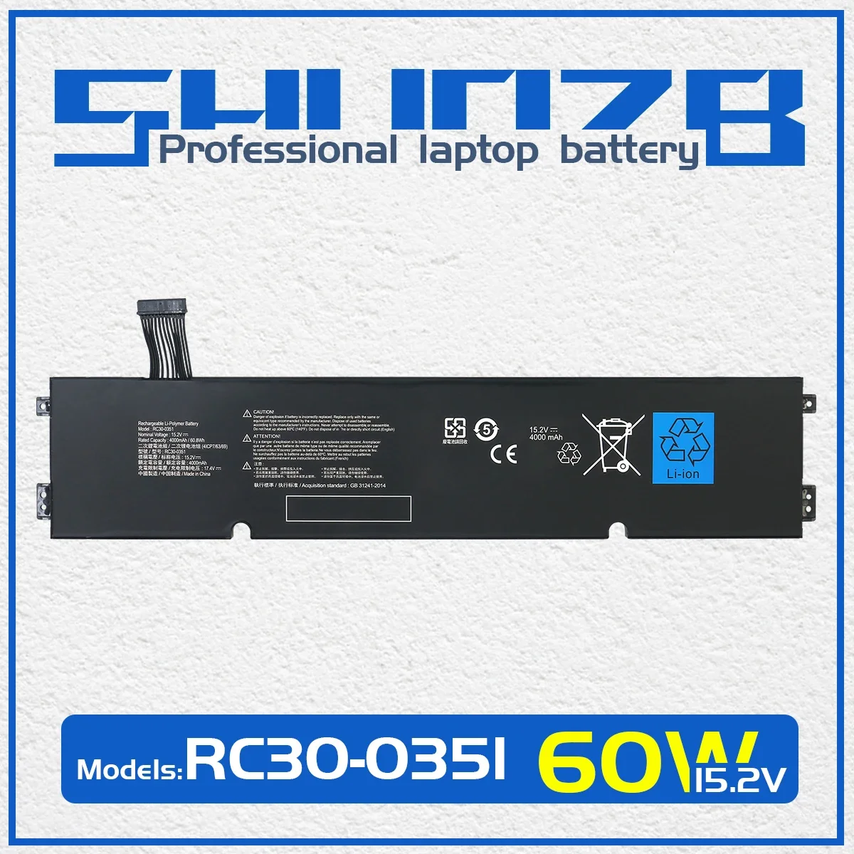 

SHUOZB RC30-0351 Laptop Battery For Razer Blade 15 Base 2020 2021 RZ09-0369x RZ09-0351 RZ09-03519E11 Series 15.2V 60.8WH 4000mAh