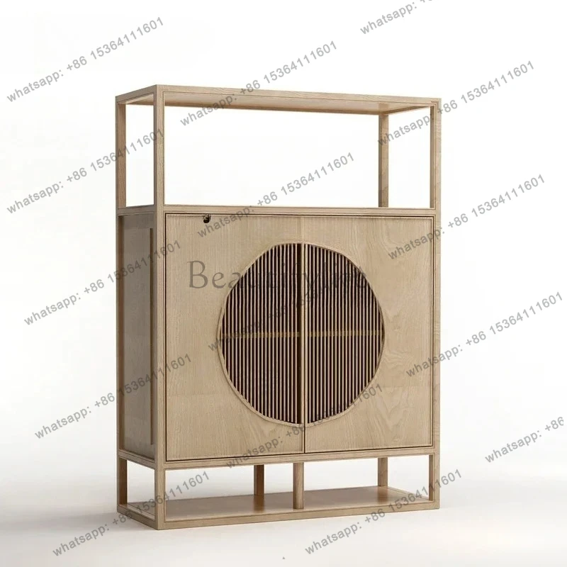 Solid Wood Entryway Cabinet Sideboard Wardrobe Storage Cabinet Modern Chinese Zen Hotel Bedroom