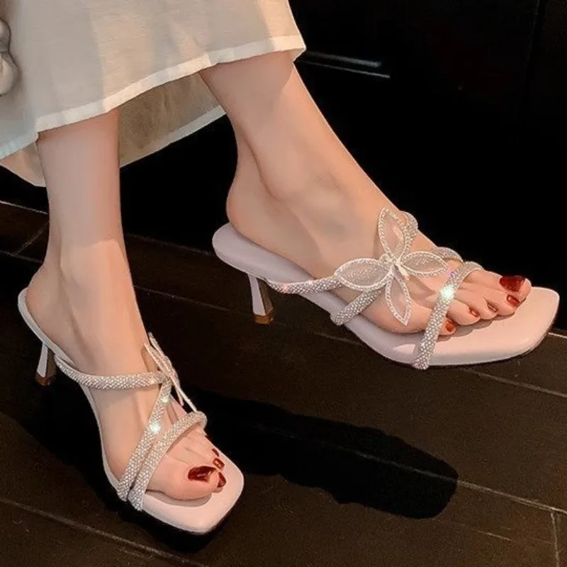 

Butterfly Wings Summer New Peep Toe Pumps Female Sandal Stiletto High Heel Slippers Fashion Nightclub Shoes for Women Size 35-40
