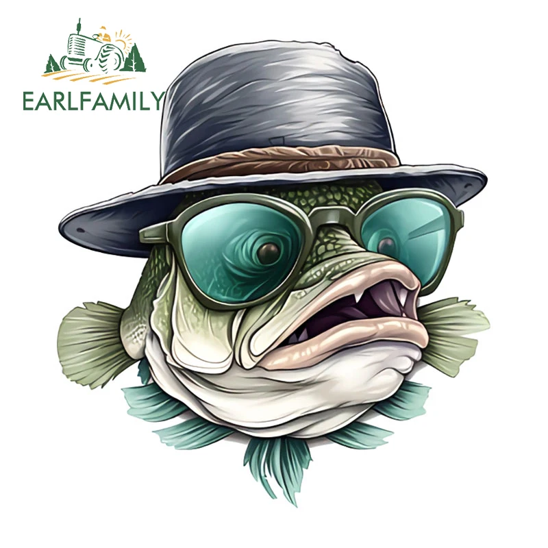 EARLFAMILY صور نابضة بالحياة من الأسماك في القبعات ملصقات السيارات خوذة فنية جميلة مرآة الرؤية الخلفية الشارات سلع Campervan الرائعة