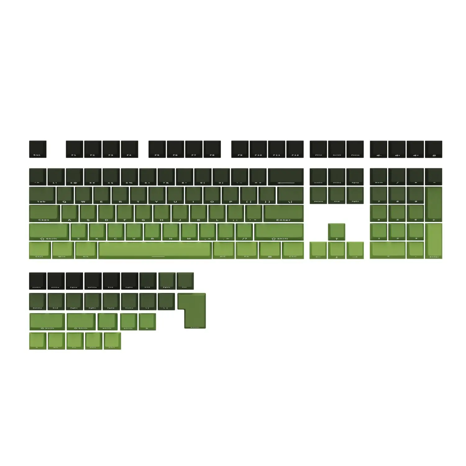 

Mechanical keyboard 136 keys side engraved light transmission gradual change keycap OEM height PBT two-color injection molding c