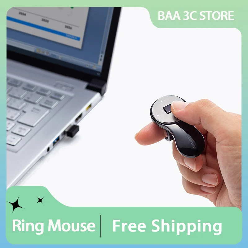 Sanwa W151 Wireless Bluetooth Charging Ring Mouse Mini Air Flying Squirrels Dual-Mode Lazy Creative Ppt Mouse for Office Gifts