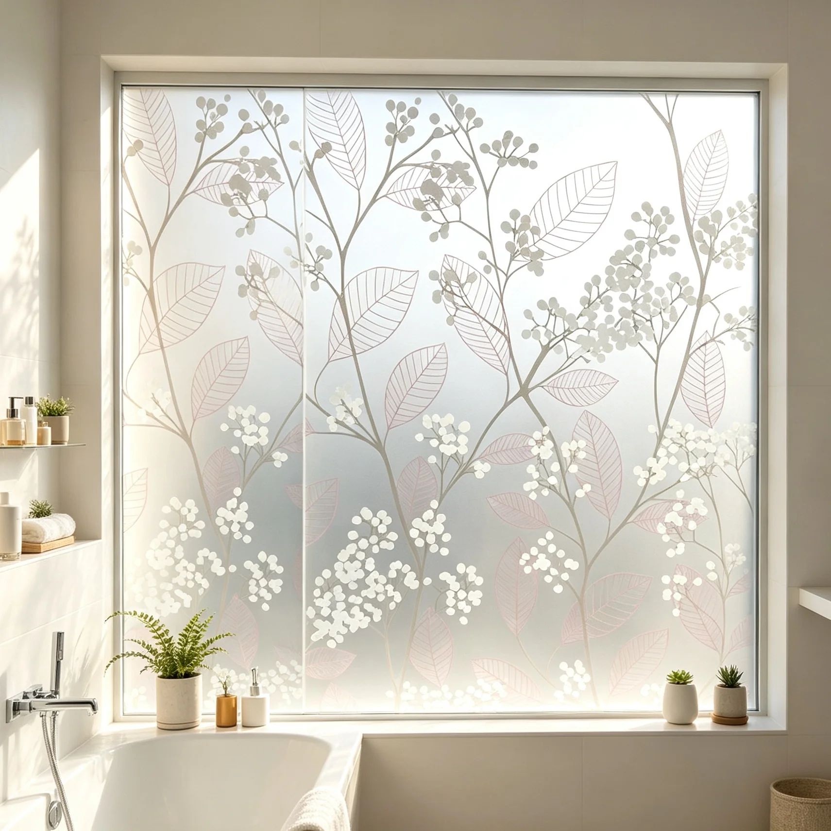 Self‑Adhesive Floral Leaf Fros - Window Insulation Film review and price