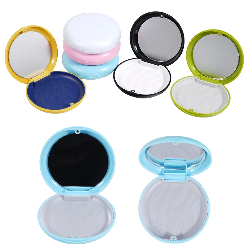 1pc Multi-color Dental Orthodontic Braces Retainer Box Mouth Guard Denture Storage Box Portable Dental Storage Box with Mirror