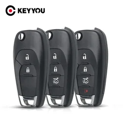 KEYYOU 5pcs 2/3/4 Buttons Folding Flip Remote Car Key Case Fob For Chevrolet Cruze Avo Auto Smart Replacement Key Shell