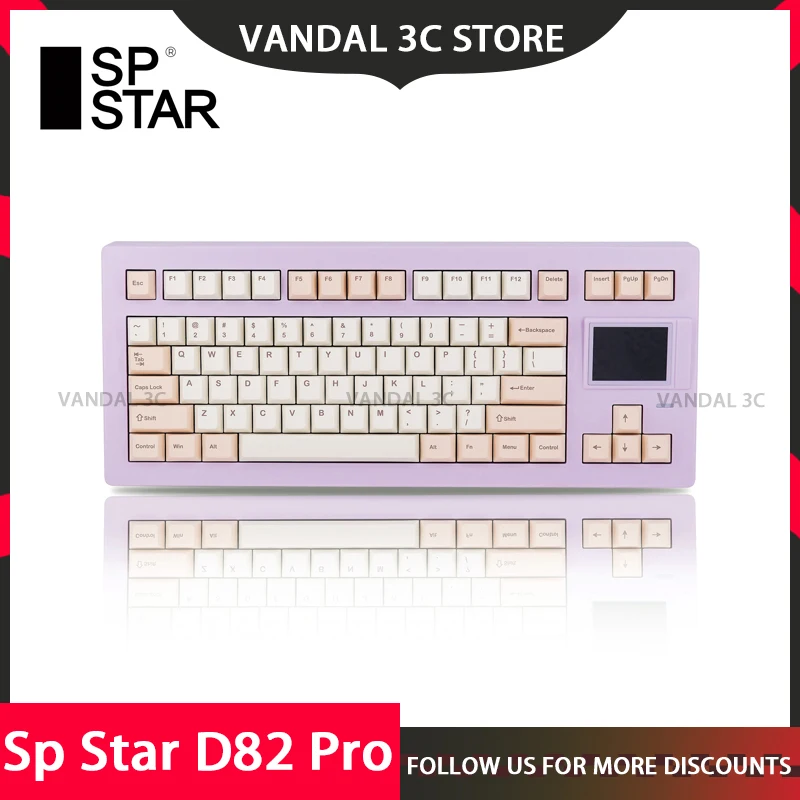 Sp Star D82 Pro Mechanical Keyboard Three Mode Wireless Gaming Keyboard Gasket Hot Swap Rgb Keyboard Display Screen Pc Gamer