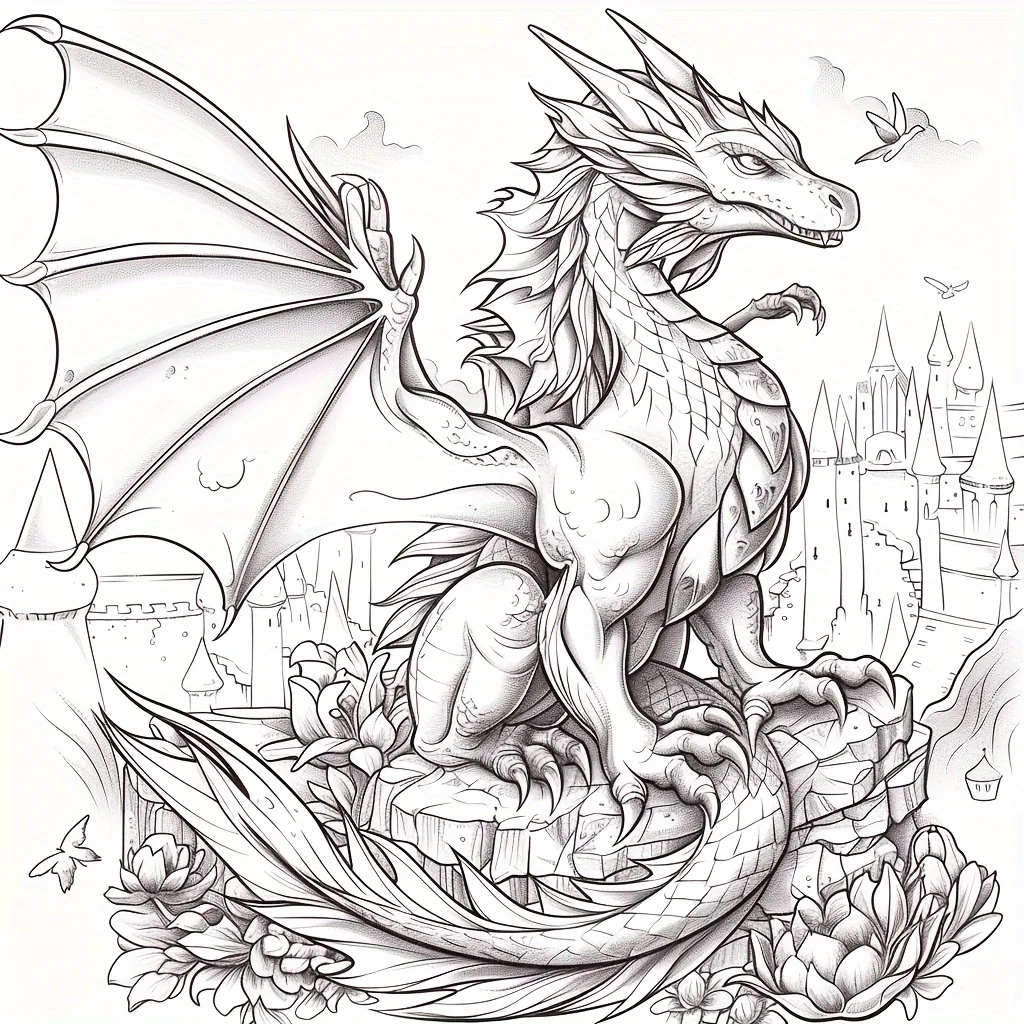 1pc Magical Dragon Coloring Book for Stress Reduction | Magical Dragon Soothing Stress Colouring Book for Stress Relief &Gifting