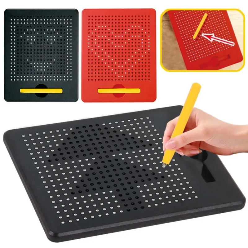 Tableta magnética, tablero de dibujo, cuentas de acero, lápiz óptico, cuentas, juguetes educativos de aprendizaje de escritura, regalos de cumpleaños para niños