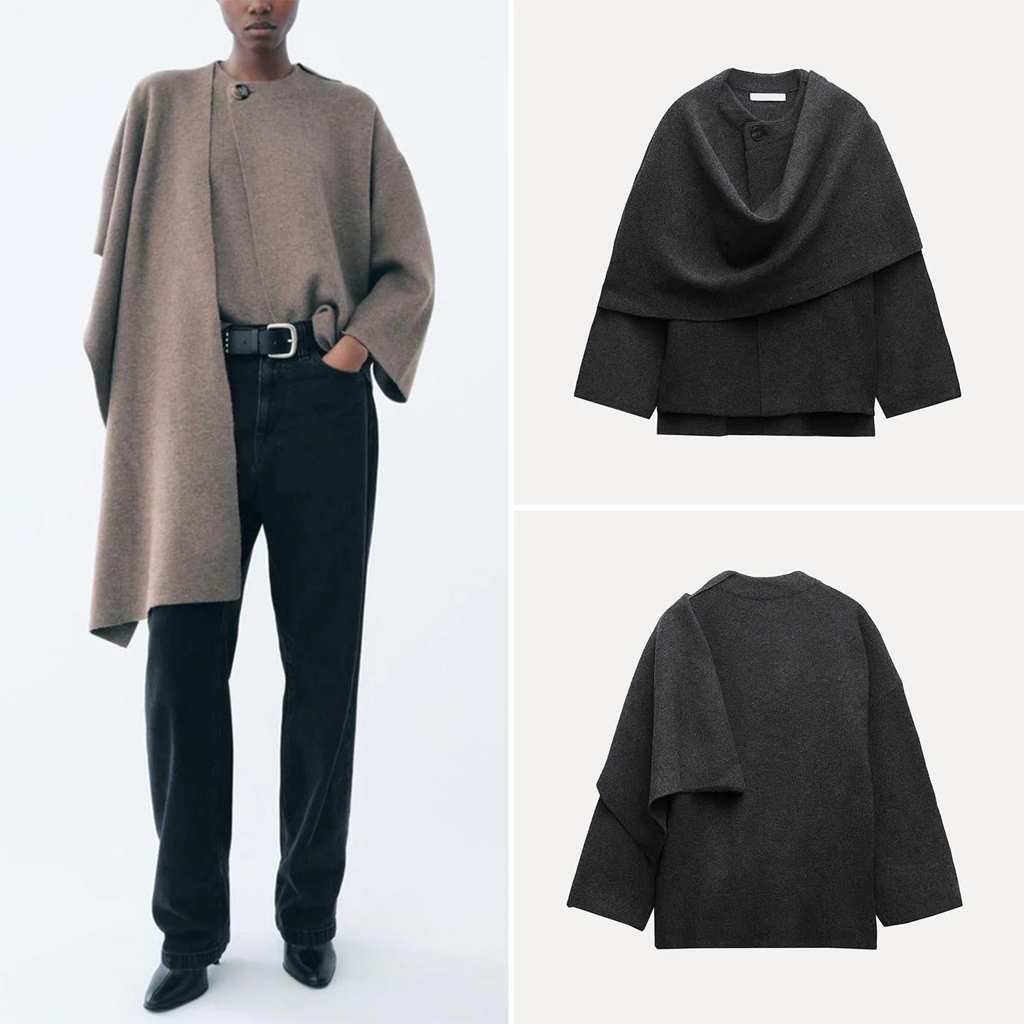 

Асимметричный вязаный свитер, пальто, женское осеннее новое поступление, верхняя одежда со стойкой, женское пальто из другого материала