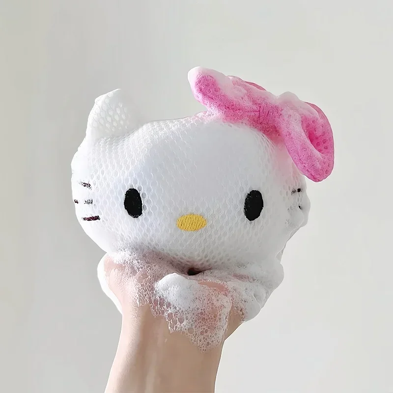 Kawaii HelloKittys Bath Flower MY Melody Shower Ball Large Girl Bathing Cartoon Cute Child Bath Back Rubbing Cartoon Doll