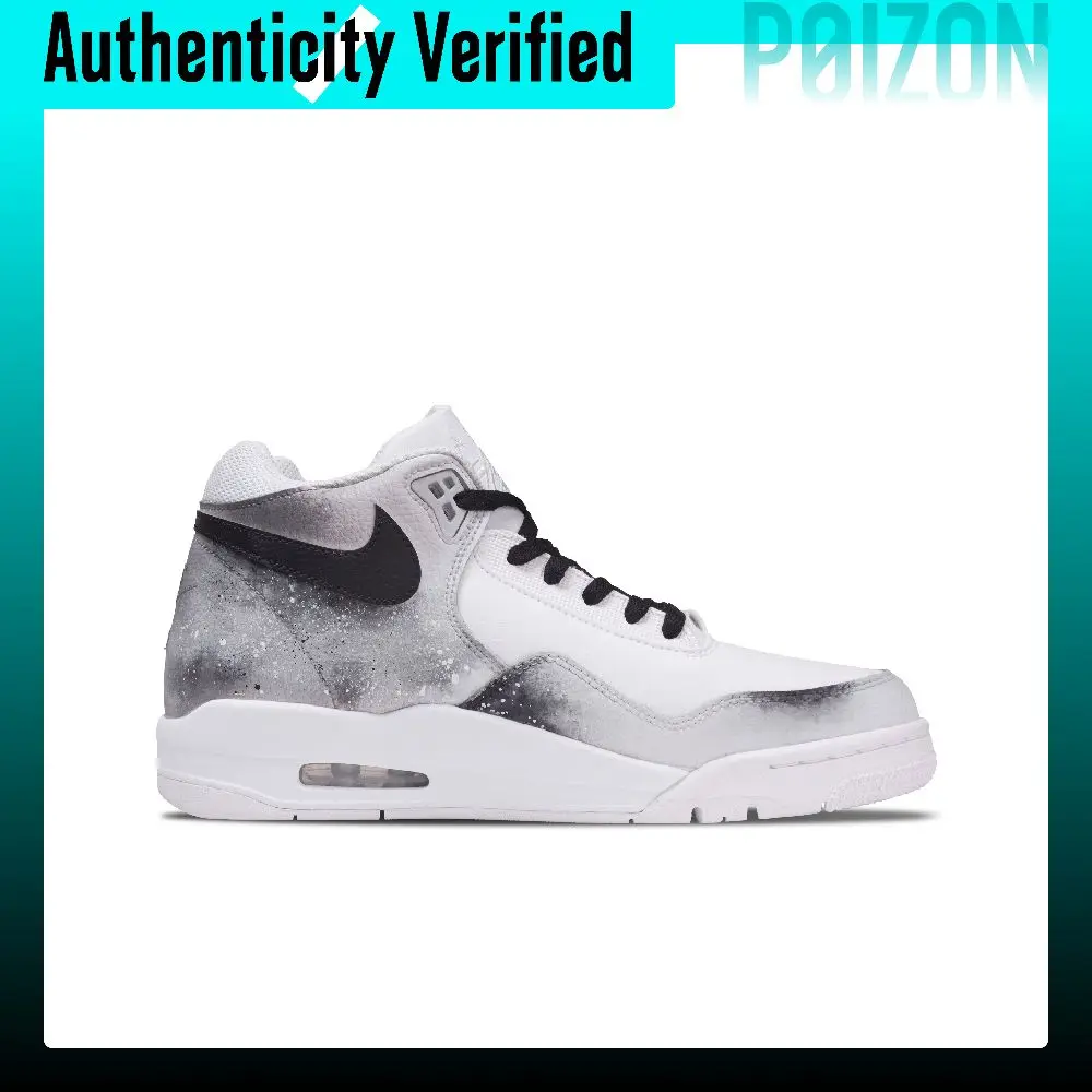 Nike Flight Legacy Starlight Isle Ash Mid top Vintage Basketball Shoes Men's Black Gray BQ4212-101(Team365-)