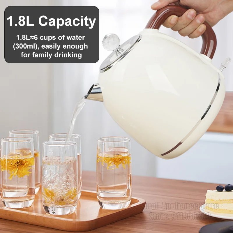 Portable Electric Kettle 1.8L Stainless Steel Electric Tea Kettle Mini Household Water Boiler 220V Home Kitchen Appliances