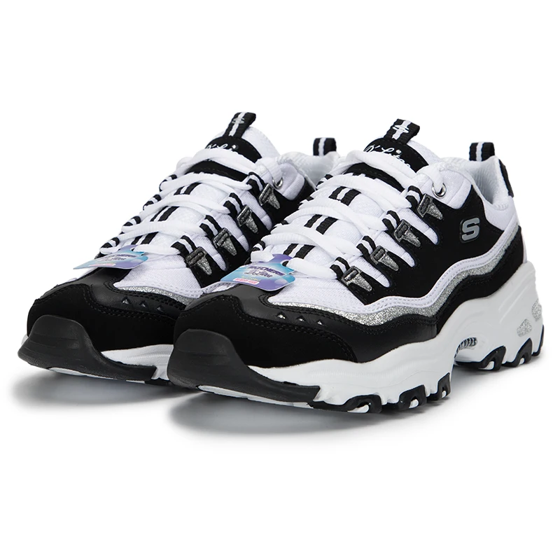 

Женские спортивные туфли Skechers на шнуровке с пандой, легкая, модная повседневная обувь, удобные туфли для папы на толстой подошве, увеличивающие рост 11914-Bkw