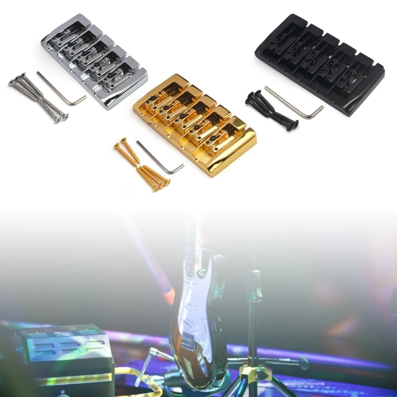 

5 String Bass Bridge Electric Bass Guitar Accessory Bass Bridge Assembly Bass Guitar Bridge Replacement Vintage