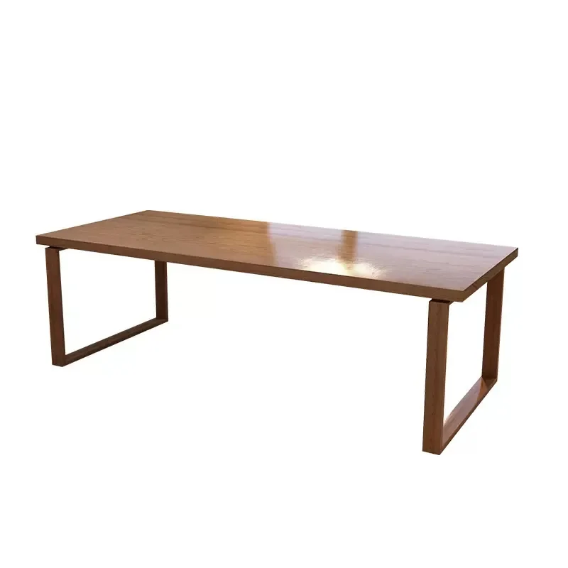 Solid wood dining table household living room theme casual multi-person log table