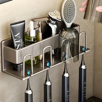 1 Piece Of 2/3/4 Cup screw Toothbrush Holder Wall Mounted Aluminum Electric Toothbrush Holder Toilet Sink Mouthwash Cup Cosmetic