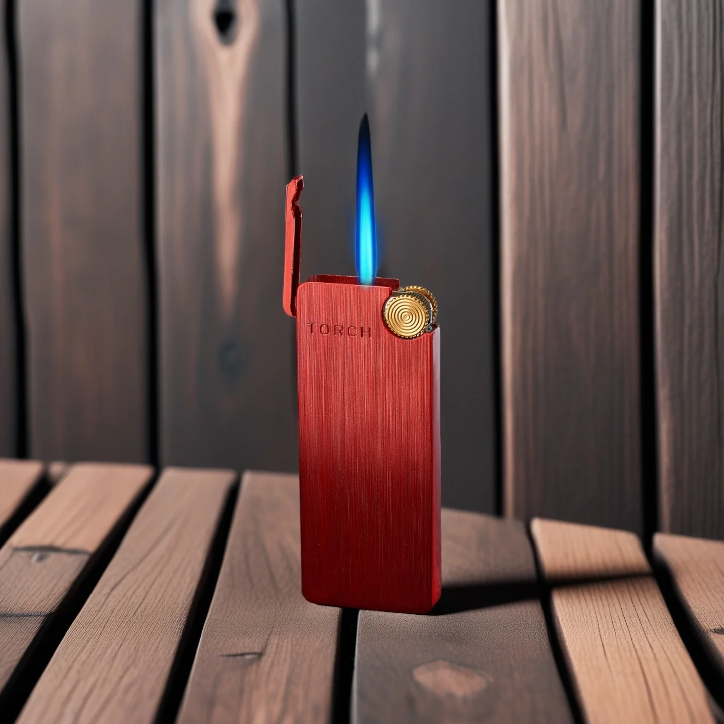 

New Brushed Ultra-thin Open Top Grinding Wheel Butane Gas Lighter Straight Blue Flame Outdoor Windproof Personalized Lighter