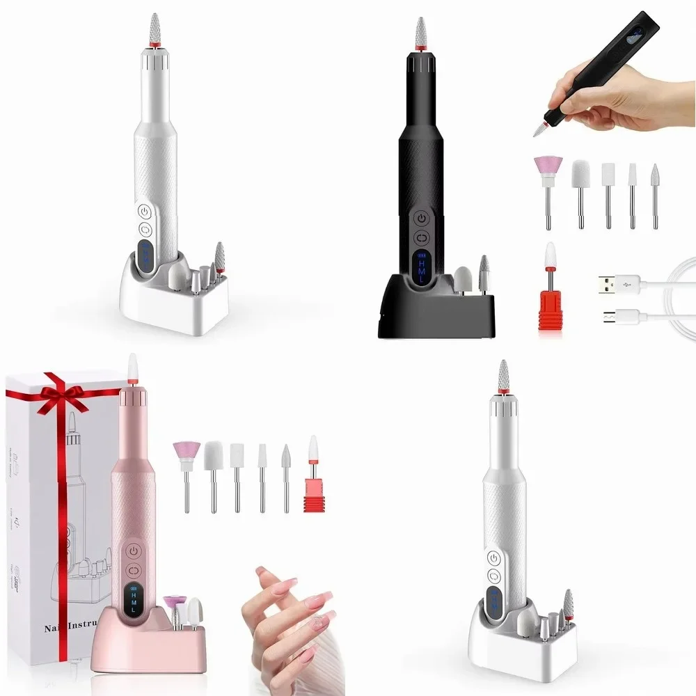 Electric Nail Drill Machine, 2-in-1 Portable Nail File & Buffer for Home Manicure Pedicure