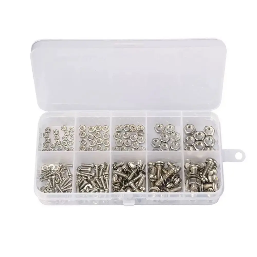 

320pcs Round Head Screw Retainer Fastener Hardware Washer Nut Bolt M2 M2.5 M3 M4 M5 Structure Joint Connector Replacement Tool