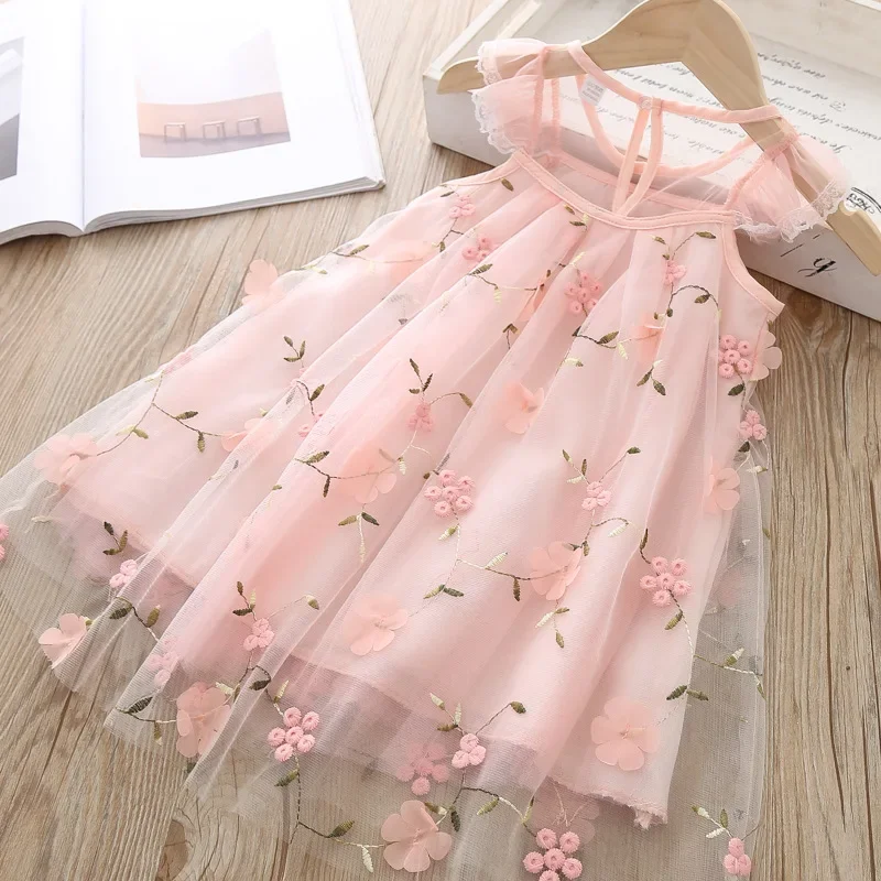 Girls Sweet Dresses Summer Baby Girl Princess Dress Lace Embroidery Design Flower Girl Dresses Cute Party Kids Clothes
