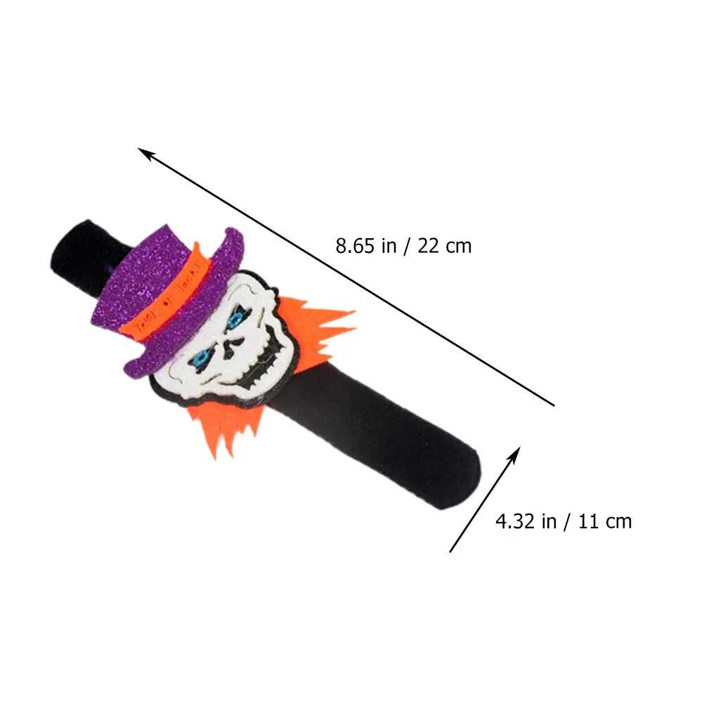 4 個の子供用スラップブレスレット ハロウィンをテーマにしたカボチャコウモリデザイン 快適な質感 ポータブルリストバンド パーティーの記念品の装飾用