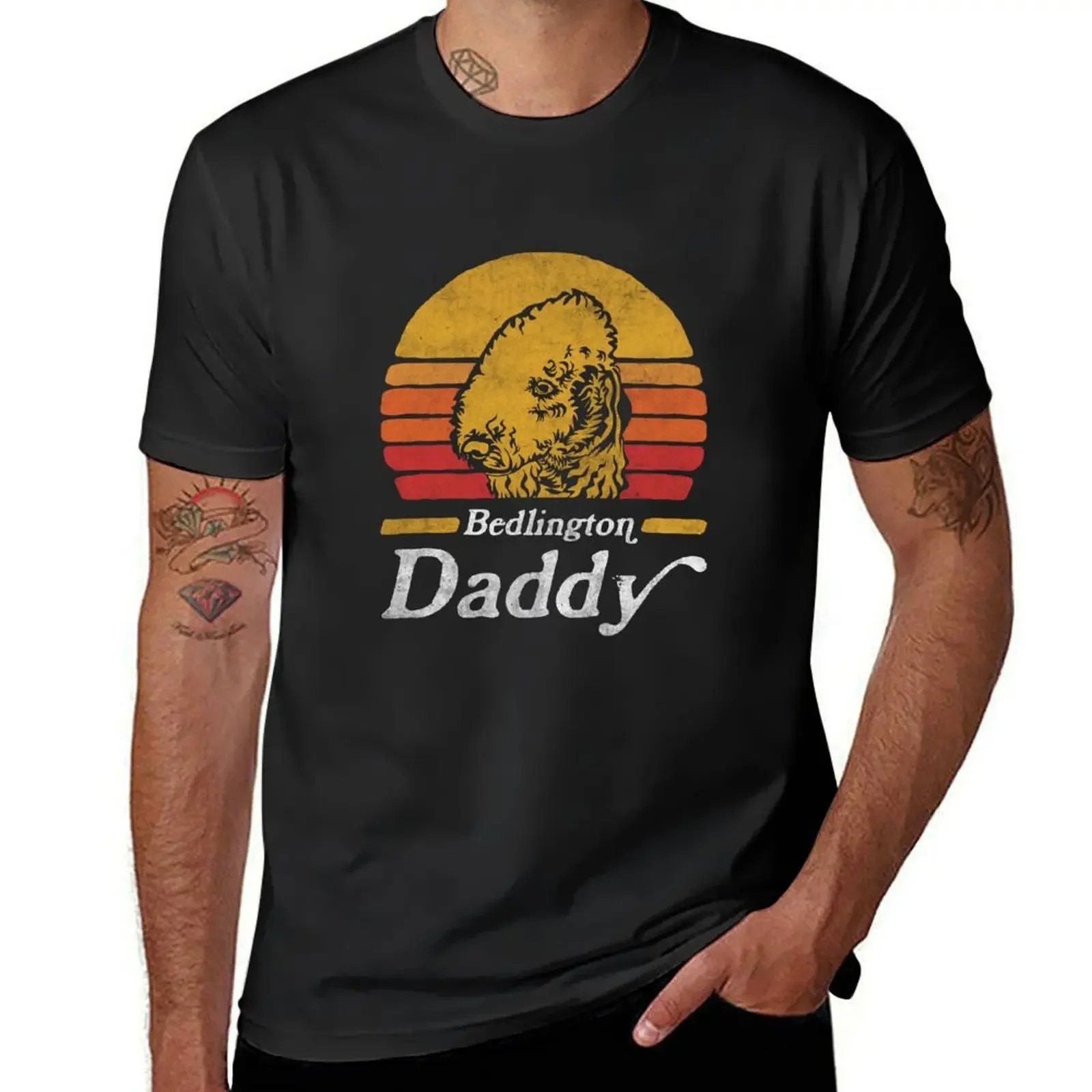 Retro Vintage Bedlington Terrier Daddy T-Shirt cute clothes shirts graphic tee summer clothes Short sleeve tee men