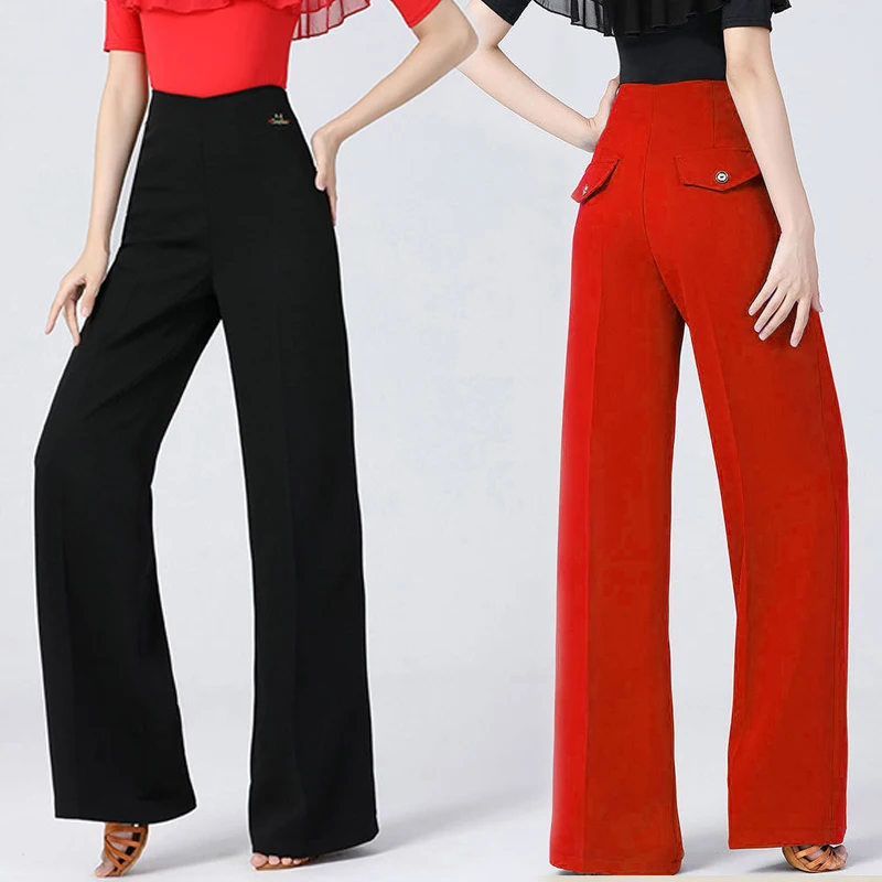 

Faionable High-Waist Modern Dance Pants Women's Social Dancewear Trousers Latin Dance Long Pants Fitn Yoga Sportswear