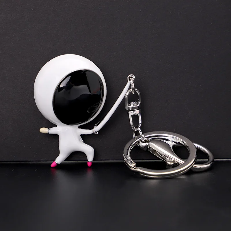 

Sports fencing figure keychain 3D Club Commemorative Business Children's Day gift keychain
