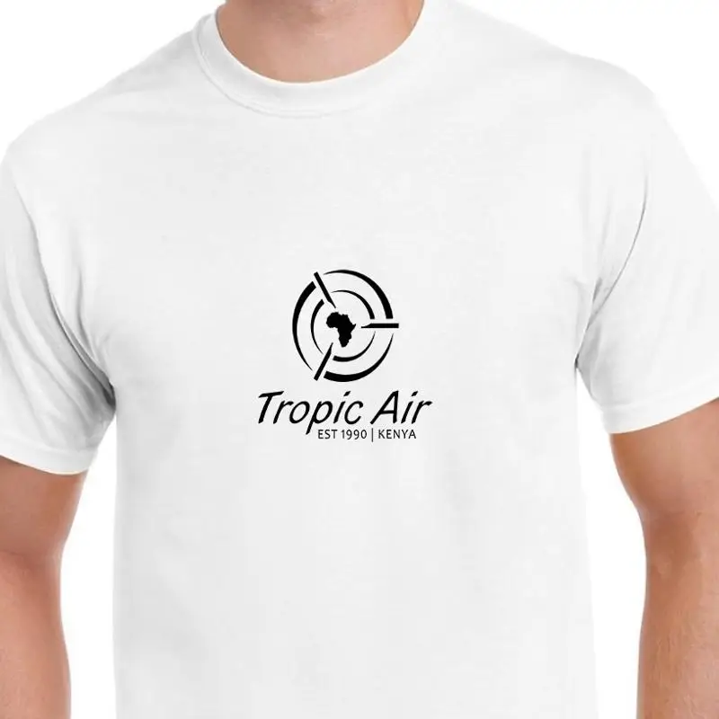 

Tropic Air Kenya Черный логотип Kenyan Африканская хлопковая белая футболка