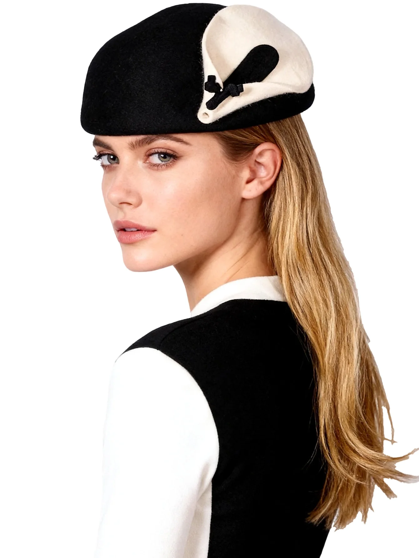 FS 100% Filc wełniany Małe czapki z daszkiem dla luksusowych kobiet Eleganckie berety Zimowa czapka kościelna Kwiatowa damska czapka Fedoras